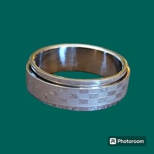 3/$30 Stainless Steel Checkered Spinner Ring